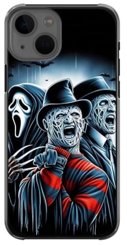 Image of EZB Freddy Krueger & Ghostface iPhone Compatible Phone Case | Flexible Shock Absorbent Edges Unique Horror Pop Art Hard Phone Cover | Freddy Krueger (iPhone 17 Pro Max) Black