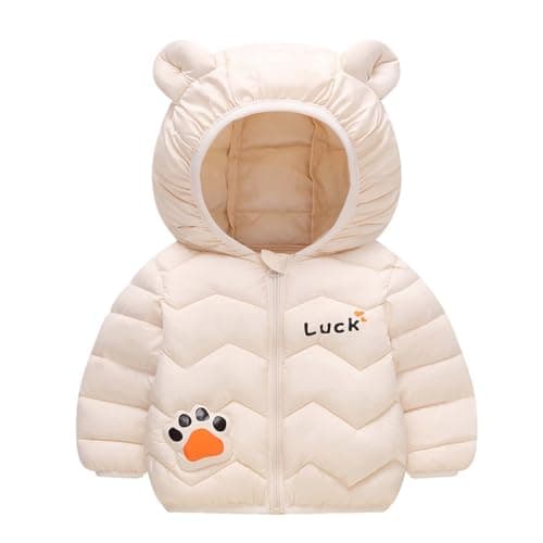 Image of duxyoz Baby Girls Boys Winter Jacket Hooded Outerwear Thickened Down Puffer Warm Coat Kids Padded Snowsuit Zip Up Casual Softshell Quilted Coats Lightweight Windproof Thermal Clothes 12-24 Months
