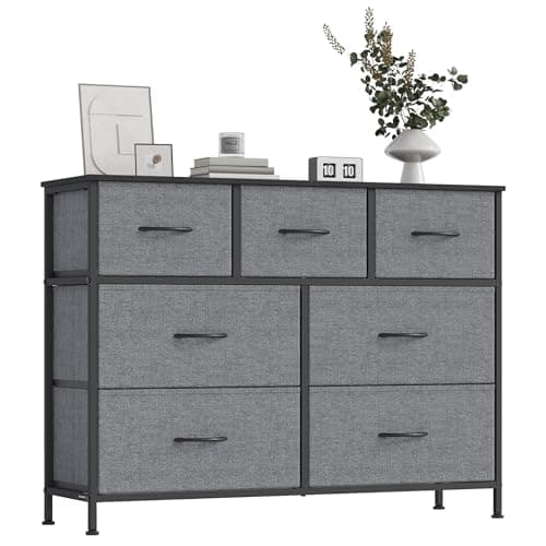 Image of SONGMICS BELLAH Collection - Chest of Drawers, Storage Unit, Steel, for Bedroom, Closet, Hallway, Living Room, 7 Drawers, Modern, Slate Grey LGS323G101