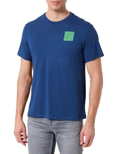 Image of Calvin Klein Men's Short Sleeve Gradient Monogram Logo Cotton T-Shirt, Blue (Blue Jean), S