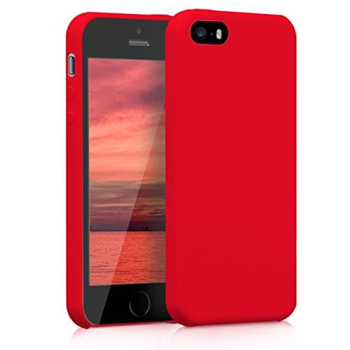 Image of kwmobile Case for Apple iPhone SE (1.Gen 2016) / iPhone 5 / iPhone 5S Case - Soft Cover - Shockproof Silicone - Wireless Charging Red Matte
