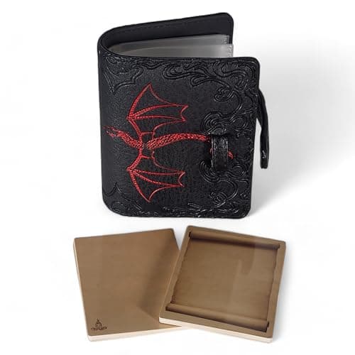 Image of Forged Dice Co. Book of Incantations Spell Card Book - Dragon Edition - Black with Red Foil