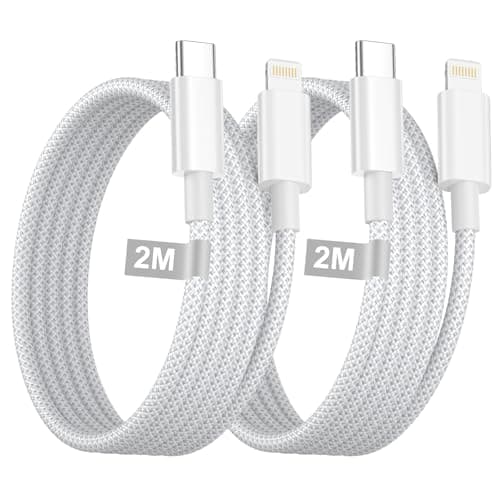 Image of USB C to Lightning Cable 2M 2Pack, [Apple MFi Certified] iPhone Charger Cable Fast Charge Nylon Braided Lightning cable Fast Charging Wire Lead for Apple iPhone 14 13 12 11 Pro Max X 8 7 6 iPad