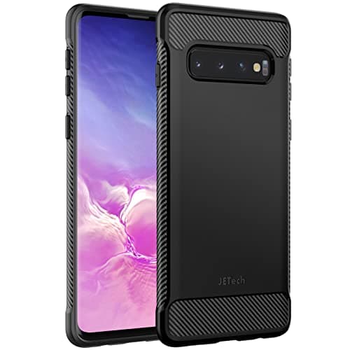 Image of JETech Slim Fit Case for Samsung Galaxy S10, Thin Phone Cover with Shock-Absorption and Carbon Fiber Design (Black)