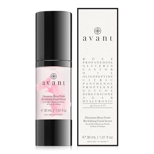 Image of Damascan Rose Petals Revitalising Facial Serum 30ml – Anti-Ageing Face Serum with Hyaluronic Acid, Peptides & Rose Extract – Moisturising Skin Repair Serum – Radiance Boosting Skincare