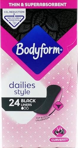 Image of Bodyform Dailies Style 28 Black Liners Multipack Bundle 2 Pack (56 Panty Liners)