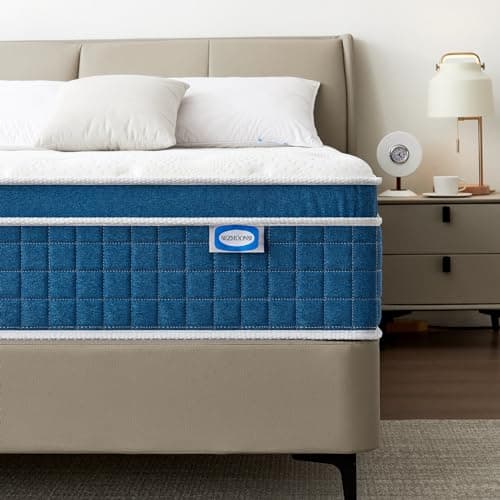 Image of SEZMOONSI Double Mattress 4FT6, Gel Memory Foam Hybrid Double Mattresses, Orthopedic 7 Zone Pocket Sprung Medium Firm Double Bed Mattress in a Box for Back Pain Relief (135x190x23cm)