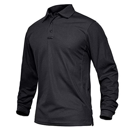 Image of EKLENTSON Golf Top for Men Long Sleeve Military Polo T Shirts Lightweight Tactical Outdoor Sports Tops Quick Dry Black,XXL