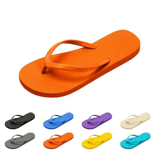 Image of Flip Flops for Women's with Arch Support Thong Sandals, Lightweight Non-Slip Pool Slides & Shower Shoes Orange