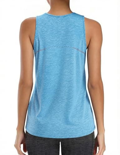 Image of Gyabnw Running Vest Women Activewear Sleeveless V Neck Tank Top for Yoga Workout Gym Training and Pilates Sky Blue