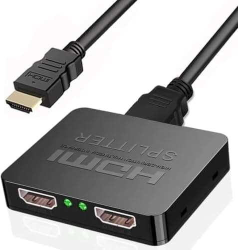 Image of Sfunpu HDMI Splitter,HDMI Splitter 1 in 2 Out, 4K 3D 1080P for Dual Monitors, MacBook, PS3/4, Roku, Blu-Ray Player