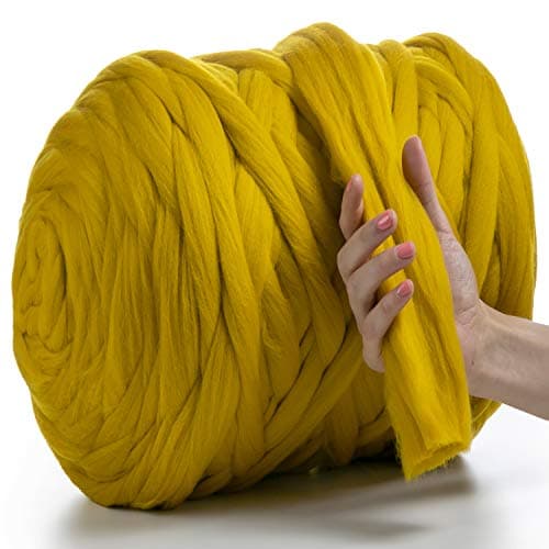 Image of MeriWoolArt® 100% Merino Wool Yarn XXL – Super Chunky 4–5 cm Thick Wool for Roving, Needle & Wet Felting, Knitting & Arm Knitting, Ideal for Blankets & DIY Crafts (Tobacco, 500 g)