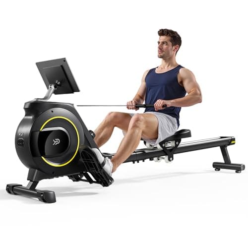 Image of YPOO Rowing Machines, Magnetic Rowing Machines for Home Gym, 16 Levels Resistance Rowing Machine Foldable Quiet with Dual Slide Rail, 350lb Folding Rowing Machine with LCD Display Seat Cushion & App