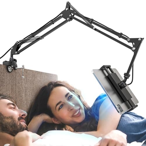 Image of CACENCAN Foldable Tablet Stand, Tablet Mount Adjustable for Bed,Universal Flexible Tablet Holder with 360 Degree Rotation for iPad/iPhone/iPad mini/N-Switch,or Other 4.5~13.5 Inches Devices (Black)