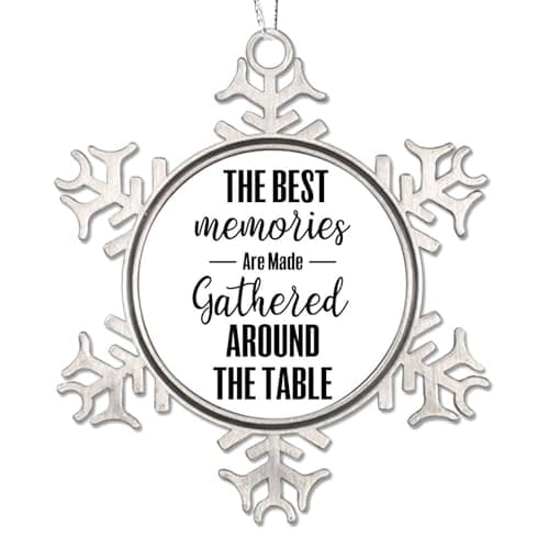Image of The Best Memories Are Made Gathered Around The Table Christmas Ornament Metal Snowflake for Christmas Tree Decoration Pendant Bauble Keepsake Winter Memorial New Year