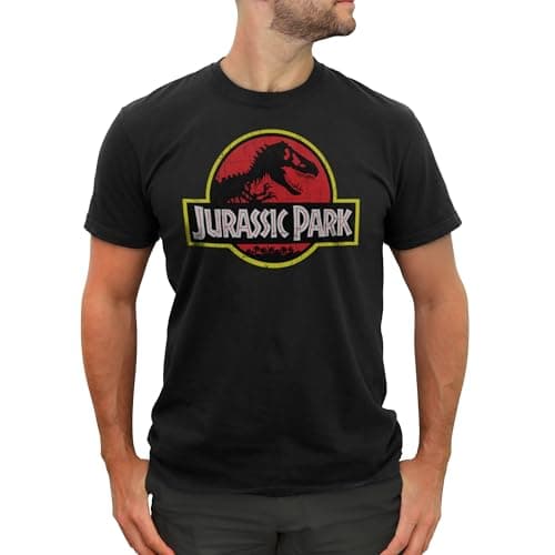 Image of Jurassic Park Men's Classic Movie Logo T-Shirt, Opaque, Black, XL