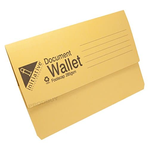 Image of [Box of 50] Premium 285gsm Card Foolscap Document Wallets (Yellow)