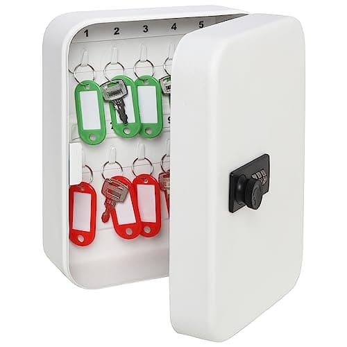 Image of Parrency Combination Lock Key Box with 20 Hooks, Large Wall Mount Combination Lock Cabinet, 7 4/5" x 6 3/10" x 3" (Key Tags Included)