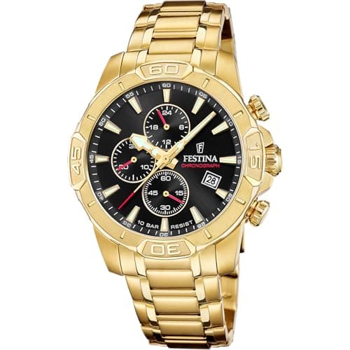 Image of Festina Mens Gold PVD-Plated Steel Chronograph Watch with Bracelet F20705/4