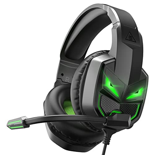 Image of EKSA Fenrir Gaming Headset with Microphone for PS4 PC Xbox one PS5 Switch Laptop, Over ear Headphones Wired with Noise Cancelling Mic, 3.5mm Audio Jack, 50mm Stereo Drivers, Led Light, Black