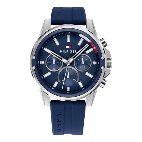 Image of Tommy Hilfiger Analogue Multifunction Quartz Watch for Men with Blue Silicone Bracelet - 1791791