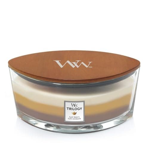 Image of WoodWick Ellipse Scented Trilogy Candle | Café Sweets | with Hearthwick Crackling Flame | Up to 50 Hours Burn Time