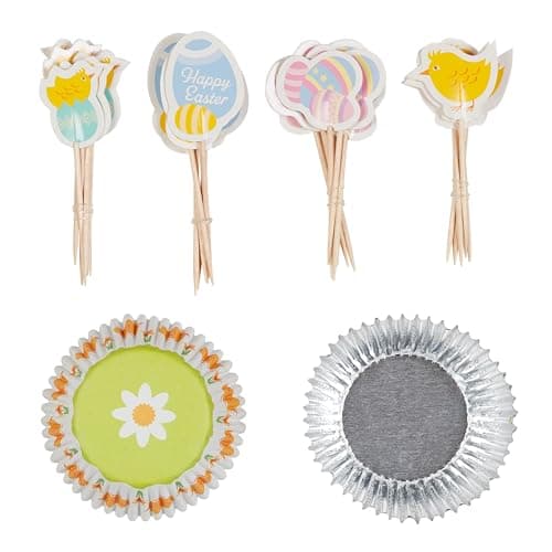 Image of Tala Chick Cupcake Set, 24 Toppers in 4 Designs, Foil-Lined Cupcake Cases, Spring Baking Essential