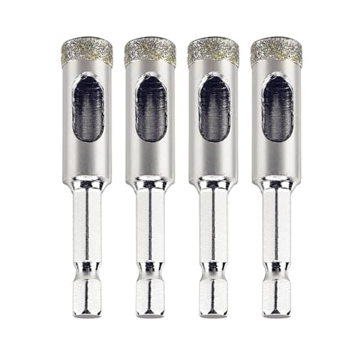 Image of 4-Pack 1/2" (12mm) Diamond Tile Hole Saw Pilot Bit Drill Bits for Ceramics, Flower Pots, Glass, Stone, Porcelain Tile, Granite and Marble Wet Use