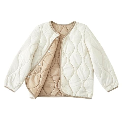 Image of duxyoz Kids Padded Puffer Jacket - Lightweight Quilted Winter Down Coat for Boys Girls,Long Sleeve,2 Pockets,Button Up,Solid Color,Casual Outwear Outdoor 12-13 Years