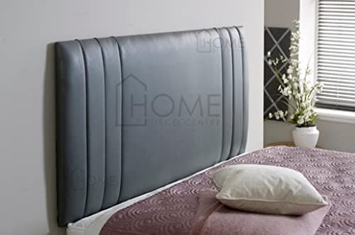 Image of CROWNBEDSUK Divan bed Headboard Faux Leather Berlin Headboard 26 inches high Thick Padding (Grey, 3FT (SINGLE))