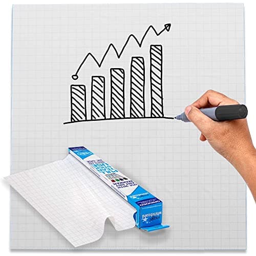 Image of Magic Whiteboard Wipeable Flipchart Sheets - Grid/Squared A1 Static Whiteboard Flip Charts - 25 sheets