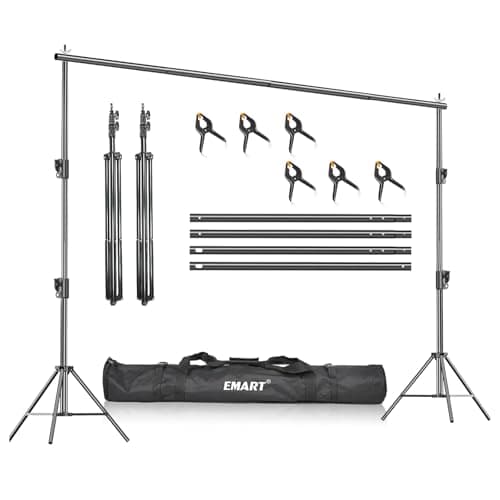 Image of EMART Heavy Duty Backdrop Stand, 7 x 10ft Adjustable Background Support System Kit with Carry Bag for Photography
