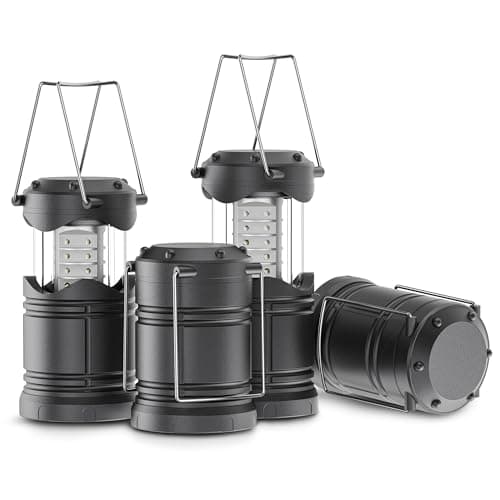 Image of Lichamp 4 Pack LED Camping Lanterns, Battery Powered Camping Lights LED Super Bright Collapsible Flashlight Portable Emergency Supplies Kit, A4GY