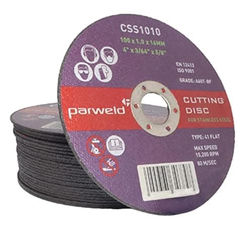 Image of (PACK OF 20) Parweld (4") 100mm x 1mm Thin stainless Steel Cutting discs - metal slitting discs 16mm bore