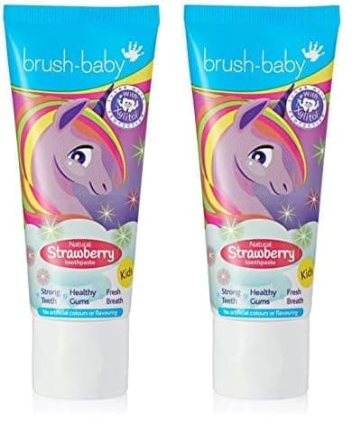 Image of brush-baby Natural Strawberry Flavoured Unicorn Toothpaste (3+ Years) 50ml Tube (Pack of 2)