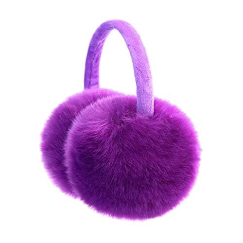 Image of FSTEOE Winter Ear Muffs Women Warm Earmuff Girls Ear Warmers Soft Plush Outdoor Adjustable Ear Cover (Dark Purple)