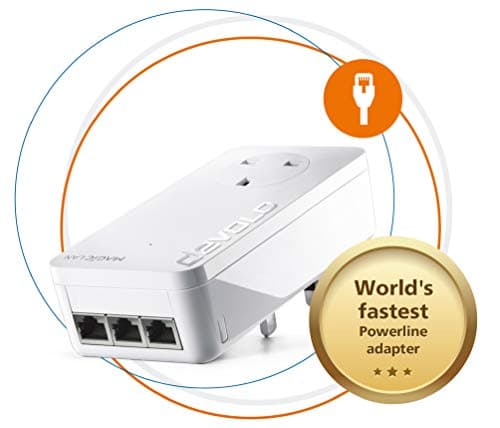 Image of devolo Magic 2-2400 LAN Triple: Add-on Powerline Adapter (Up to 2400 Mbps for Your Powerline Home Network, 3x Gb LAN Ports, Ideal for Online Gaming, 4k/8k UHD Streaming, Stable Home Working)