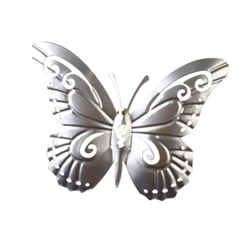 Image of Colcolo 3D Butterfly Wall Art Decoration Hanging Butterflies Exquisite Garden Ornaments decoration Statue Metal Butterfly Wall Decor for Home Kitchen Patio Fence Courtyard Outdoor Indoor, silver
