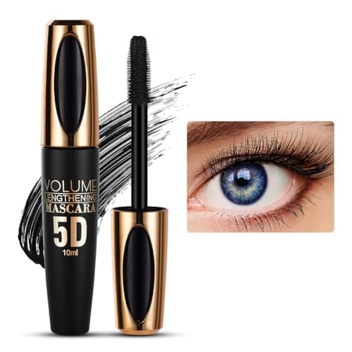 Image of 5D Silk Fiber Eyelash Mascara, Black Volume Mascara with Soft Mascaras Brush, Long-Lasting Waterproof No Smudge Mascaras with False Lash Effect