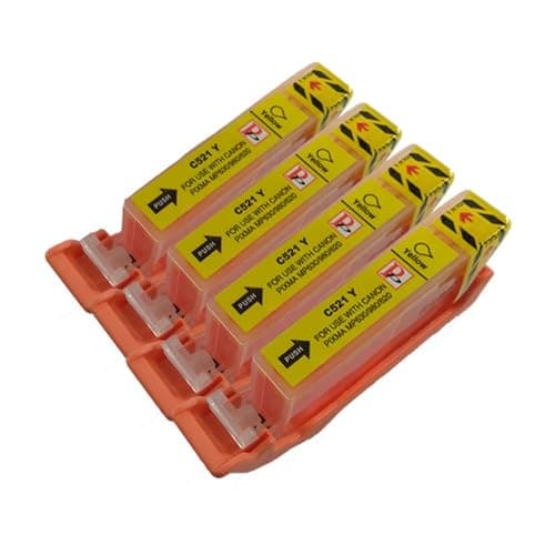 Image of 4 Yellow PerfectPrint Compatible Ink Cartridge Replace CLI-521 For Canon iP3600 iP3680 iP4600 iP4680 iP4700 MP540 MP550 MP560 MP620 MP630 MP640 MP980 MP990 MX860 MX870