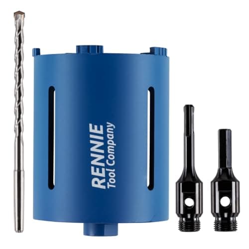 Image of 117mm x 150mm Long Diamond Core Drill Bit Set Includes SDS Adapter, Hex Shank Adapter & Centre Drill Bit. To Be Used In Concrete Masonry Brick Block Stone Granite Diamond Drill Bit Core Accessories