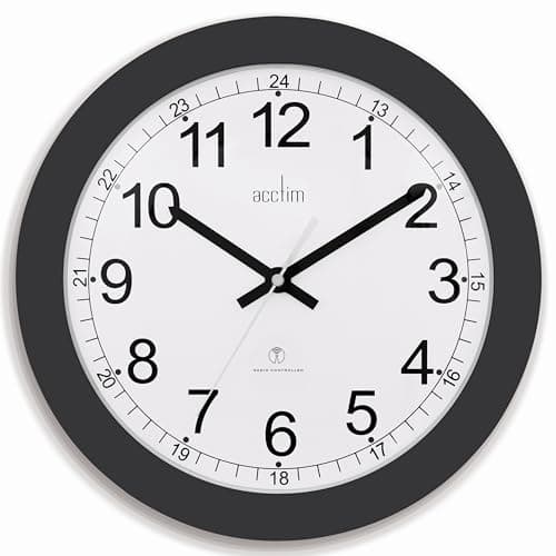 Image of Acctim Formia Radio Controlled Wall Clock Automatic Set Up Energy Efficient Movement 30cm (Black)