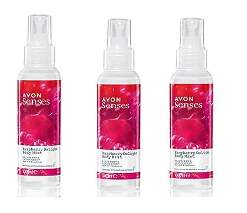 Image of Pack of 3 Senses Raspberry Delight Body Mist – raspberry and cassis fragrance – 3 x 100ml by Avon
