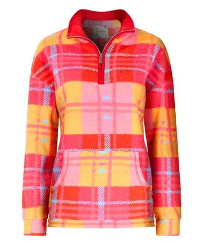 Image of Joe Browns Women's Half Zip Check Fleece Top, Regular, Multicolor, UK 16