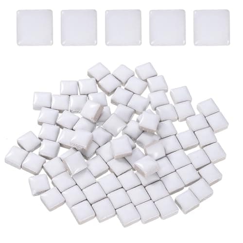 Image of sourcing map 100g Square Mosaic Tiles, Colorful Ceramic Mosaic Tiles for Crafts Bulk Mosaic Supplies for Home Decoration Art Crafts DIY Projects, 0.4 x 0.4Inch, White
