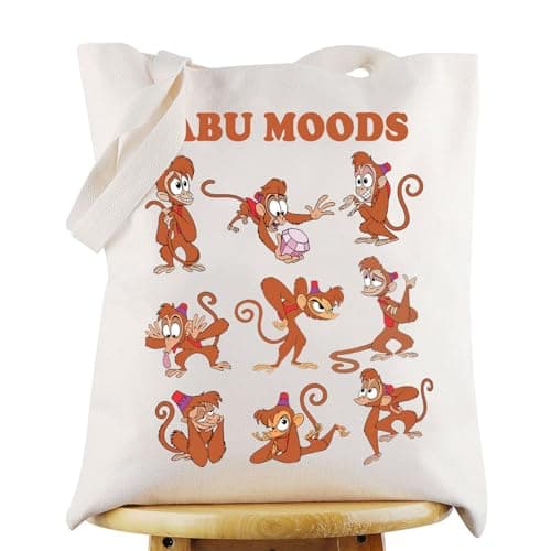 Image of WZMPA Aladdin Abu Monkey Tote Bag Abu Fans Gift Abu Moods Reusable Grocery Bag Abu Merchandise (Abu Moods TG)