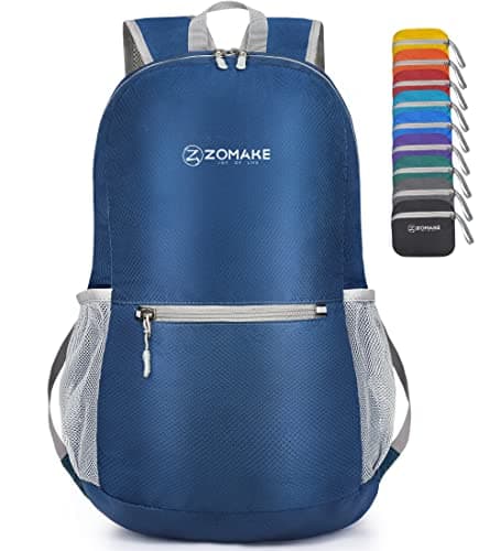 Image of ZOMAKE Lightweight Foldable Backpack, Packable Rucksack 20L Folding Small Back Pack Foldaway Ultralight Daypack for Women Men Travel Hiking Walking (Navy Blue/S)
