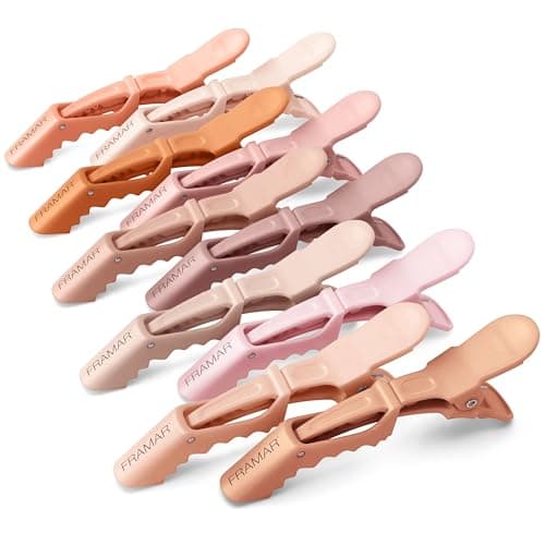 Image of FRAMAR Neutral Crocodile Clips Hair - Sectioning Hair Clips For Styling, Hairdressing Alligator HairClips, Cute Hair Clips Women, Hair Styling Hairdresser Clips – 10 Pk