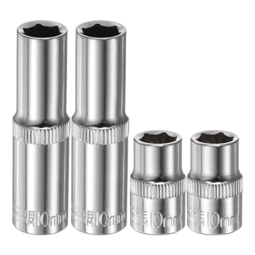 Image of sourcing map 4Pcs 3/8-Inch Drive Deep & Shallow Impact Socket Set 10mm Metric 6 Point Design Cr-V Steel