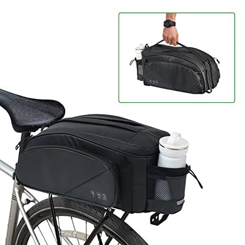 Image of HOMPER Cycle Saddle Rear Rack Pannier Bike Bag, 11L Bike Pannier Bag with Shoulder Strap, Black Bike Bags for Bicycle Rear Rack